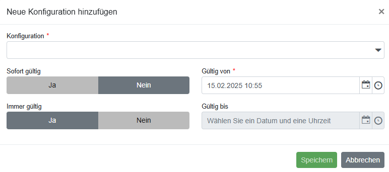 Abbildung 14: Beispiel Parkkonfiguration für Parker hinzufügen/bearbeiten