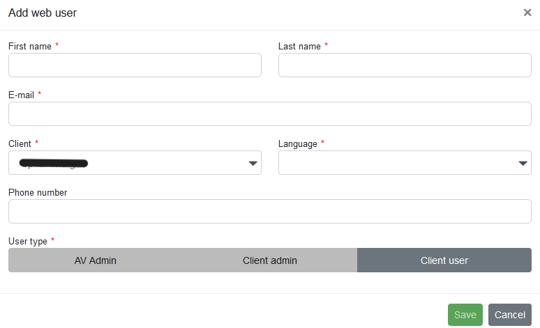 Abbildung 10: Example of adding a web user