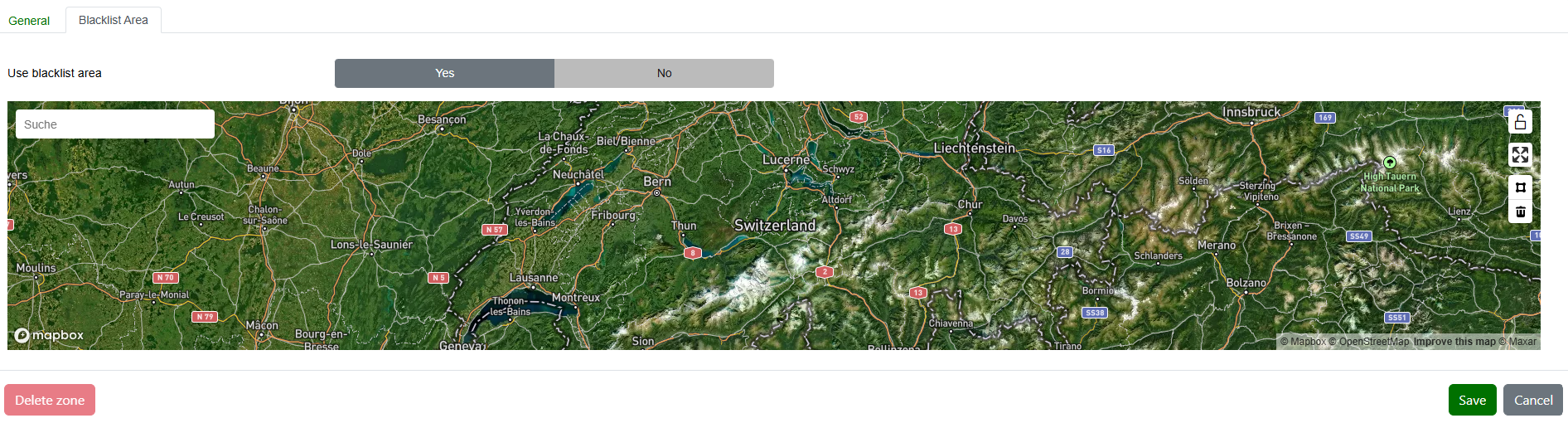 Abbildung 18: Define blacklist area Abbildung 18: Define blacklist area