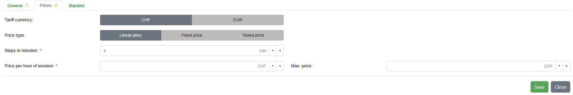 Abbildung 18: Linear price in zonebased administration Abbildung 18: Linear price in zonebased administration