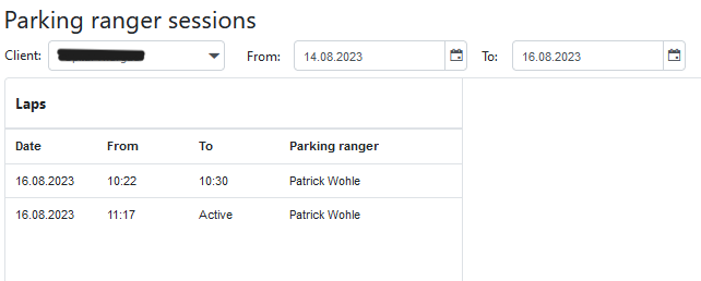 Abbildung 26: Parking ranger sessions homepage